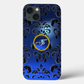 DAMASK GEM MONOGRAM blauw donker Case-Mate iPhone Case (Achterkant)
