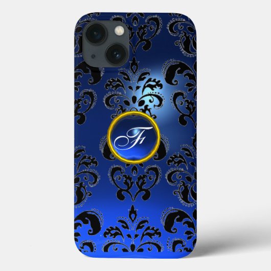 DAMASK GEM MONOGRAM blauw donker Case-Mate iPhone Case (Achterkant)