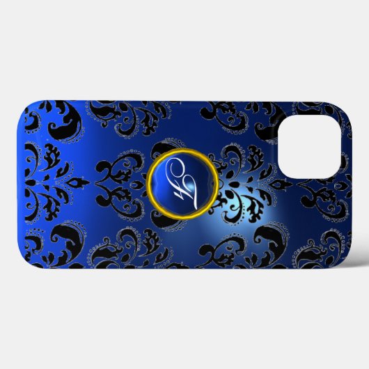 DAMASK GEM MONOGRAM blauw donker Case-Mate iPhone Case (Achterkant (horizontaal))