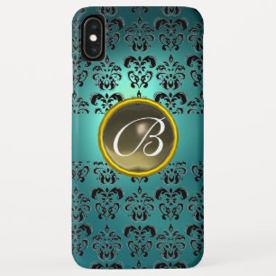 DAMASK GEM MONOGRAM blauw grijs iPhone XS Max Hoesje