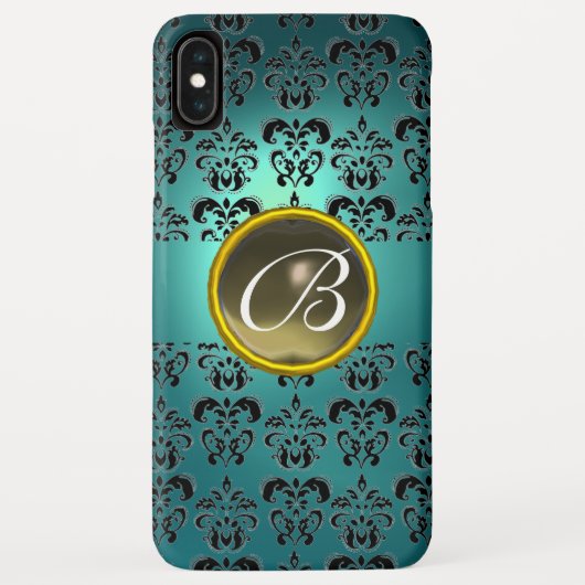 DAMASK GEM MONOGRAM blauw grijs Case-Mate iPhone Case (Achterkant)