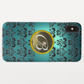 DAMASK GEM MONOGRAM blauw grijs Case-Mate iPhone Case (Achterkant (horizontaal))