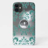 DAMASK GEM MONOGRAM blauw wit Case-Mate iPhone Case (Achterkant)