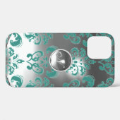 DAMASK GEM MONOGRAM blauw wit Case-Mate iPhone Case (Achterkant (horizontaal))