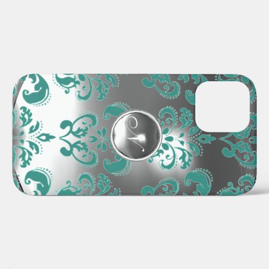 DAMASK GEM MONOGRAM blauw wit Case-Mate iPhone Case (Achterkant (horizontaal))