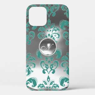 DAMASK GEM MONOGRAM blauw wit Case-Mate iPhone Case
