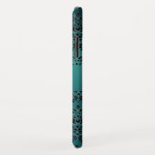 DAMASK GEM MONOGRAM blauw zwart sinaasappel Case-Mate iPhone Case (Achterkant/rechts)