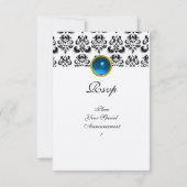 DAMASK GEM MONOGRAM blue rsvp gold Kaart (Achterkant)