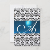 DAMASK GEM MONOGRAM blue rsvp ice Kaart (Voorkant)