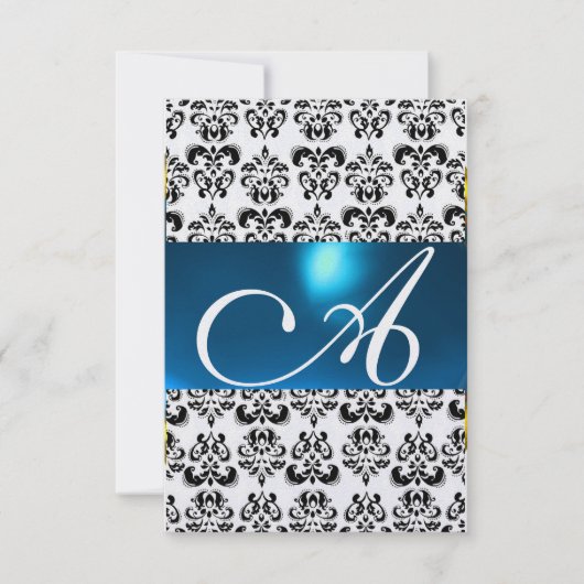 DAMASK GEM MONOGRAM blue rsvp ice Kaart (Voorkant)