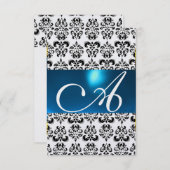 DAMASK GEM MONOGRAM blue rsvp ice Kaart (Voorkant / Achterkant)