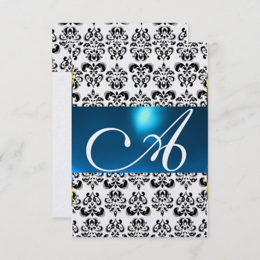 DAMASK GEM MONOGRAM blue rsvp ice Kaart (Voorkant / Achterkant)