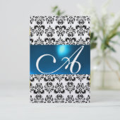 DAMASK GEM MONOGRAM blue rsvp ice Kaart (Staand voorkant)
