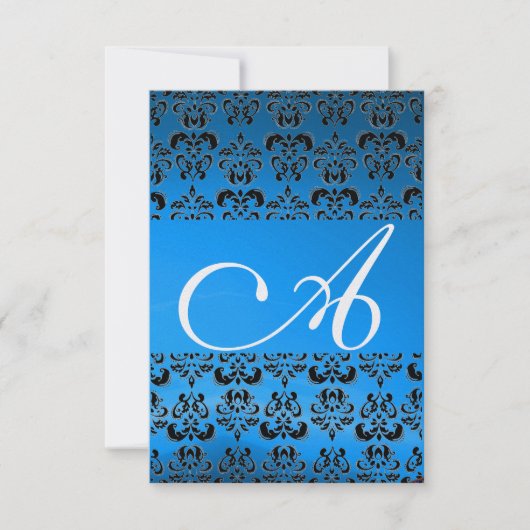 DAMASK GEM MONOGRAM blue rsvp ice Kaart (Voorkant)