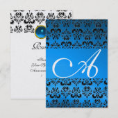 DAMASK GEM MONOGRAM blue rsvp ice Kaart (Voorkant / Achterkant)