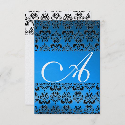 DAMASK GEM MONOGRAM blue rsvp ice Kaart (Voorkant / Achterkant)