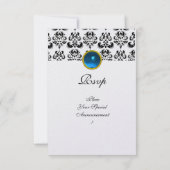 DAMASK GEM MONOGRAM blue rsvp ice Kaart (Achterkant)