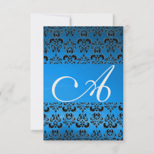 DAMASK GEM MONOGRAM blue rsvp ice Kaart