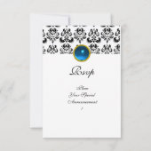 DAMASK GEM MONOGRAM blue white rsvp Kaart (Achterkant)