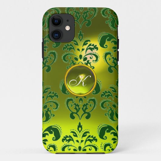 DAMASK GEM MONOGRAM geel groen Case-Mate iPhone Case (Achterkant)