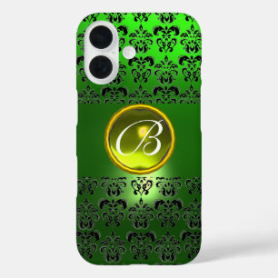 DAMASK GEM MONOGRAM Geel groen iPhone 16 Hoesje