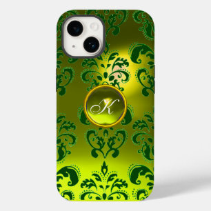 DAMASK GEM MONOGRAM geel groen iPhone 14 Hoesje