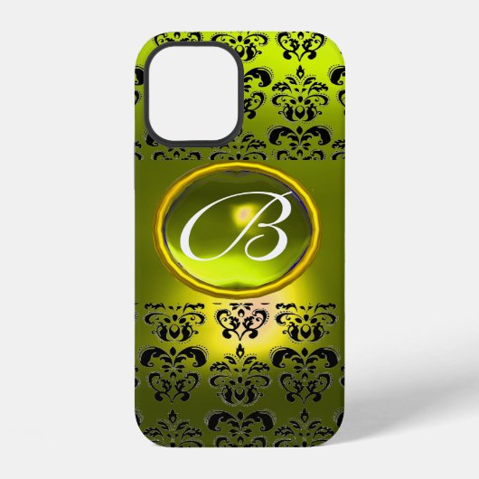 DAMASK GEM MONOGRAM Geel iPhone Hoesje (Achterkant)