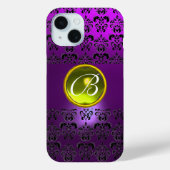 DAMASK GEM MONOGRAM Geel paars Case-Mate iPhone Case (Achterkant)