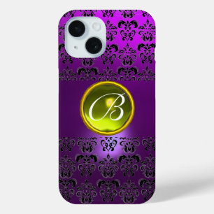 DAMASK GEM MONOGRAM Geel paars iPhone 15 Case