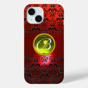 DAMASK GEM MONOGRAM Geel rood iPhone 15 Case