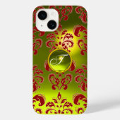 DAMASK GEM MONOGRAM geel rood Case-Mate iPhone Case (Achterkant)