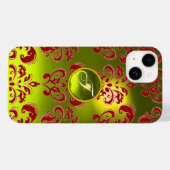 DAMASK GEM MONOGRAM geel rood Case-Mate iPhone Case (Achterkant (horizontaal))
