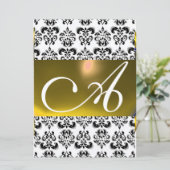 DAMASK GEM MONOGRAM geel wit Kaart (Staand voorkant)