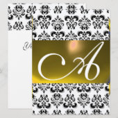 DAMASK GEM MONOGRAM geel wit Kaart (Voorkant / Achterkant)