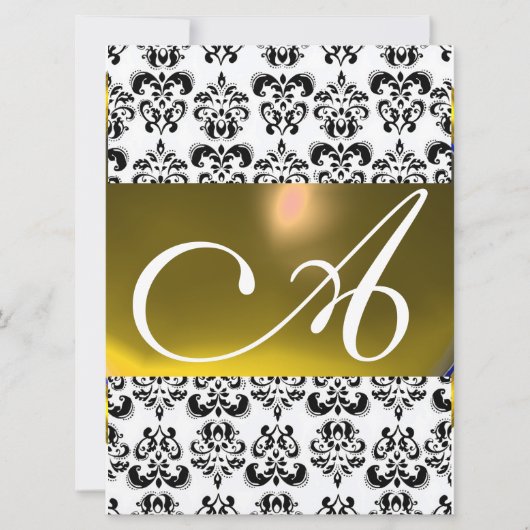 DAMASK GEM MONOGRAM geel wit Kaart (Voorkant)