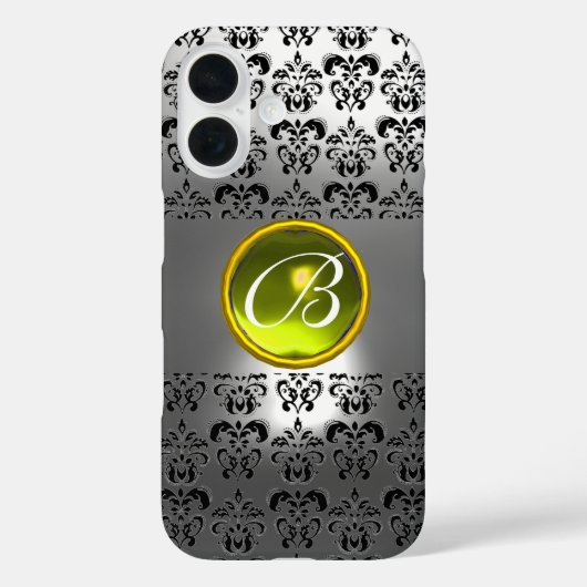 DAMASK GEM MONOGRAM Geel wit kristal Case-Mate iPhone Case (Achterkant)