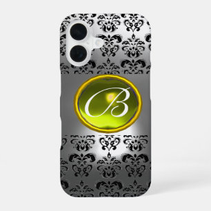 DAMASK GEM MONOGRAM Geel wit kristal iPhone 16 Hoesje