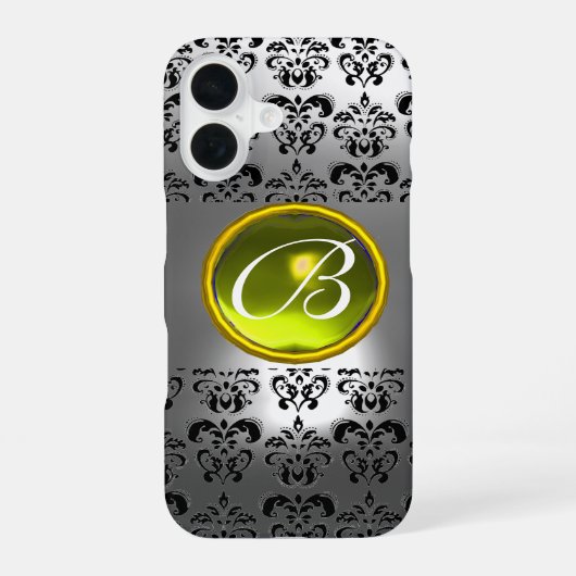 DAMASK GEM MONOGRAM Geel wit kristal iPhone 16 Hoesje (Achterkant)