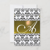 DAMASK GEM MONOGRAM geel wit rsvp goud Kaart (Voorkant)