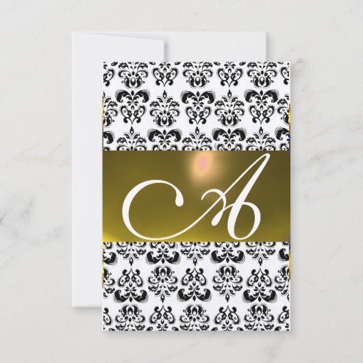 DAMASK GEM MONOGRAM geel wit rsvp goud Kaart (Voorkant)