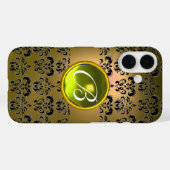 DAMASK GEM MONOGRAM geel zwart Case-Mate iPhone Case (Achterkant (horizontaal))