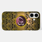 DAMASK GEM MONOGRAM geel zwart paarse Case-Mate iPhone Case (Achterkant (horizontaal))