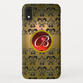 DAMASK GEM MONOGRAM geel zwart rood Case-Mate iPhone Case (Achterkant)