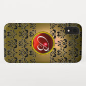 DAMASK GEM MONOGRAM geel zwart rood Case-Mate iPhone Case (Achterkant (horizontaal))