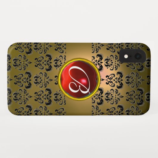 DAMASK GEM MONOGRAM geel zwart rood Case-Mate iPhone Case (Achterkant (horizontaal))