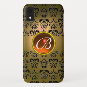 DAMASK GEM MONOGRAM geel zwart sinaasappel Case-Mate iPhone Case