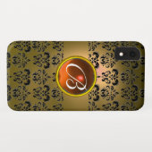 DAMASK GEM MONOGRAM geel zwart sinaasappel Case-Mate iPhone Case (Achterkant (horizontaal))