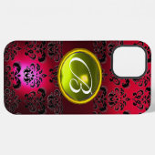 DAMASK GEM MONOGRAM Gele Topaas ,Rode Robijn iPhone Hoesje (Achterkant horizontaal)