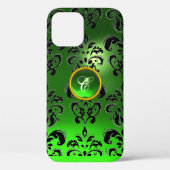 DAMASK GEM MONOGRAM green Case-Mate iPhone Case (Achterkant)