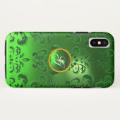 DAMASK GEM MONOGRAM green Case-Mate iPhone Case (Achterkant (horizontaal))